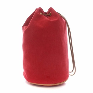 エルメス(Hermes)のエルメス ポロションミミル ショルダーバッグ 巾着バッグ キャンバス 赤 レッド(ショルダーバッグ)