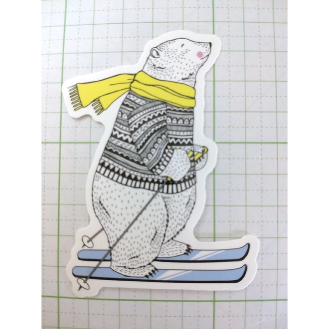 【1029】白熊 シロクマ SKI スキー 防水ステッカー スポーツ/アウトドアのスキー(その他)の商品写真