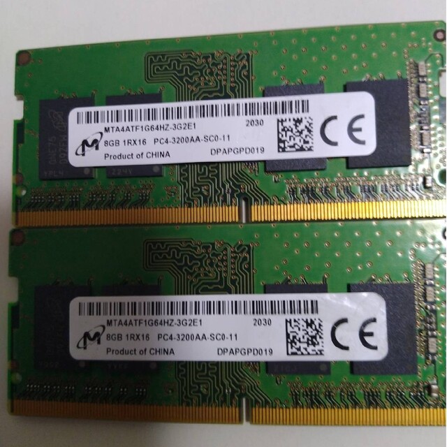 ノート用メモリ Micron 16GB (8GBx2) DDR4-3200