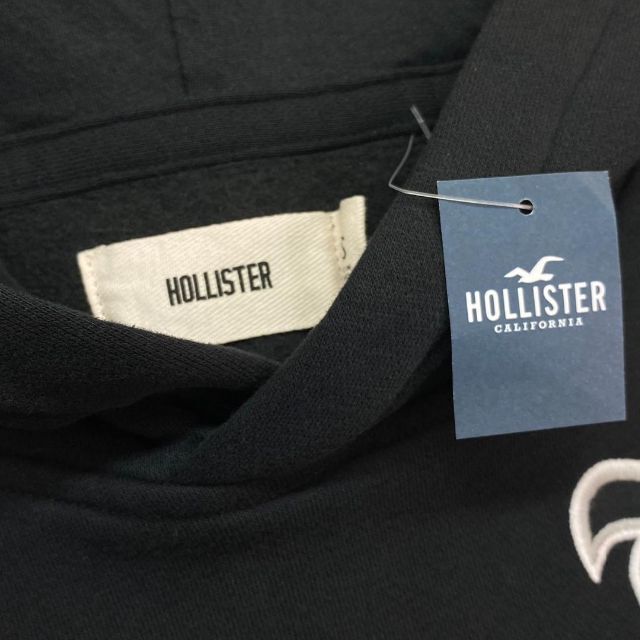 Hollister(ホリスター)の新品【メンズXS】★ホリスター★刺しゅう＆ワッペン！両胸ロゴ入りパーカー/黒 メンズのトップス(パーカー)の商品写真