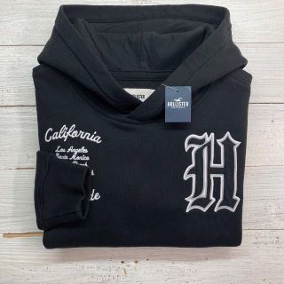 ホリスター(Hollister)の新品【メンズXS】★ホリスター★刺しゅう＆ワッペン！両胸ロゴ入りパーカー/黒(パーカー)