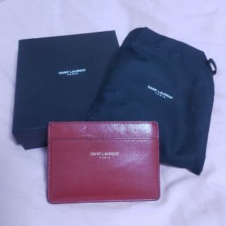 サンローラン(Saint Laurent)の値下げ　サンローラン　レザー パスケース　赤(パスケース/IDカードホルダー)