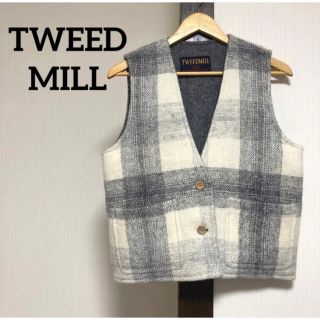 ツイードミル(TWEEDMILL)の【新品】TWEEDMILL ツイードミル 　ベスト　チェック柄　グレー(ベスト/ジレ)