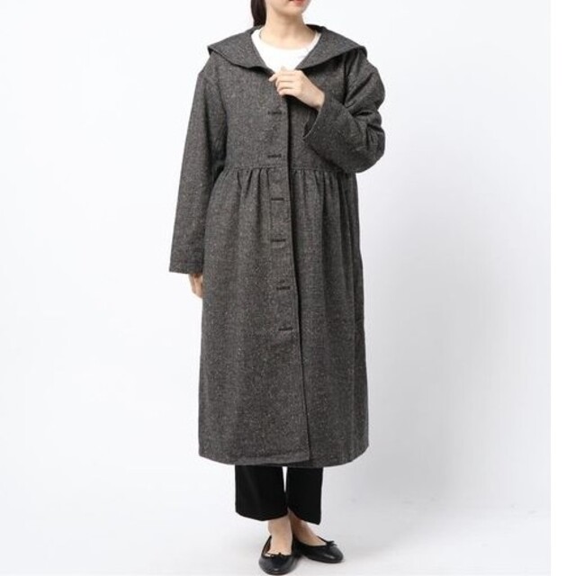 ehka sopo(エヘカソポ)のエヘカソポ　ネップツィードセーラー衿コート レディースのジャケット/アウター(ロングコート)の商品写真