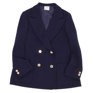 セリーヌ(celine)の美品 Vintage セリーヌ CELINE ジャケット ダブルブレスト ウール ゴールドボタン アウター レディース フランス製 M相当 ネイビー(その他)