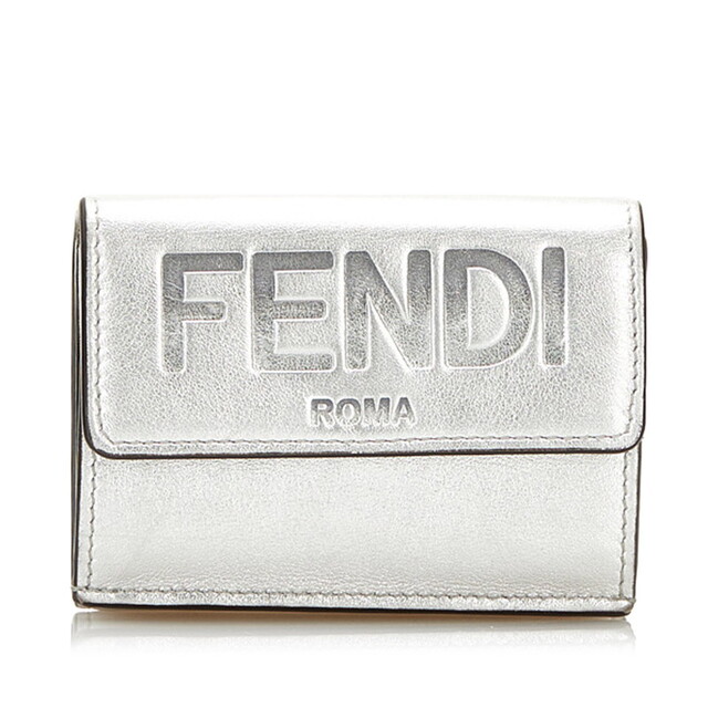 フェンディ FENDI 未使用 レザー ブラック 三つ折り財布 ロゴ