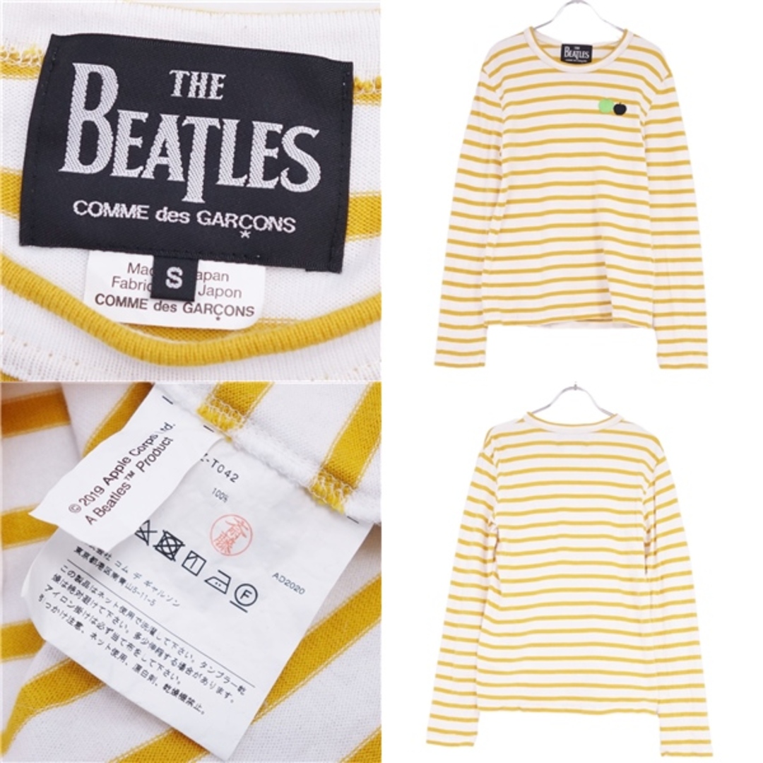 COMME des GARCONS(コムデギャルソン)の美品 コムデギャルソン COMME des GARCONS THE BEATLES Tシャツ カットソー ロングスリーブ ボーダー柄 ワンポイント コットン トップス メンズ S ホワイト/イエロー メンズのトップス(Tシャツ/カットソー(七分/長袖))の商品写真