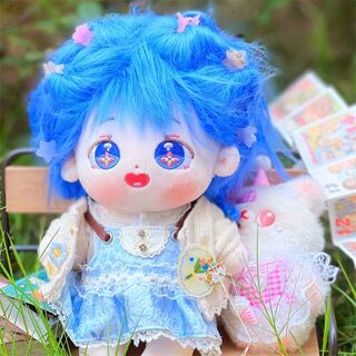 桜小嵐 青い髪の桜の目 20CM ぬいぐるみ 無属性 着せ替え人形コットンドール