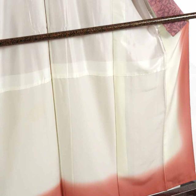 小紋 身丈159cm 裄64cm 前幅24cm 後幅30cm 袖丈49cm 正絹(シルク) レディース 袷仕立 秋冬春用 ピンク地 裄Mサイズ 美品 リサイクル リユース