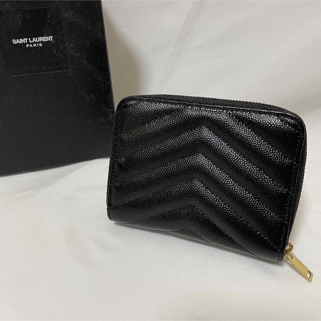 美品】サンローラン キャビアスキン フラップ 長財布 Vステッチ