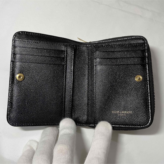 美品】サンローラン キャビアスキン フラップ 長財布 Vステッチ