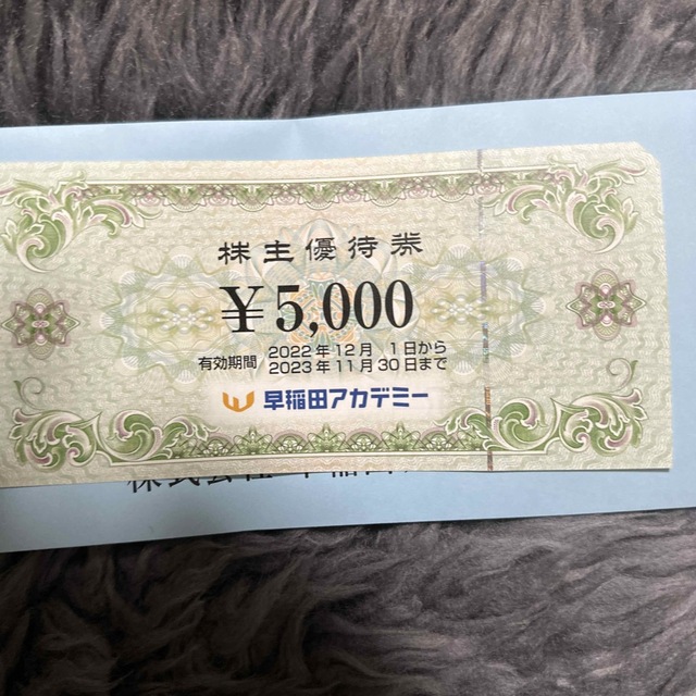 早稲田アカデミー　株主優待　5000円分