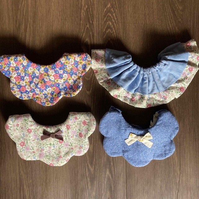 ハンドメイド 手作りスタイ 女の子 花柄 フリルスタイ リバーシブル