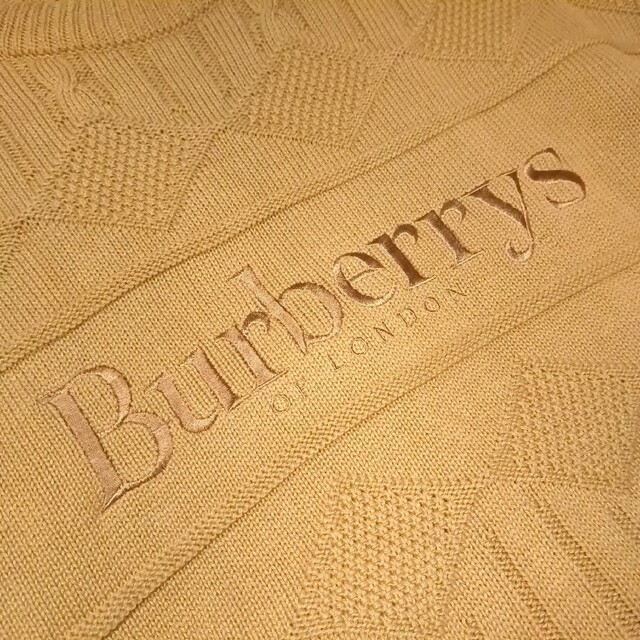 BURBERRY(バーバリー)の【90s/希少】BURBERRYS ニット セーター ビッグロゴ ブラウン S メンズのトップス(ニット/セーター)の商品写真