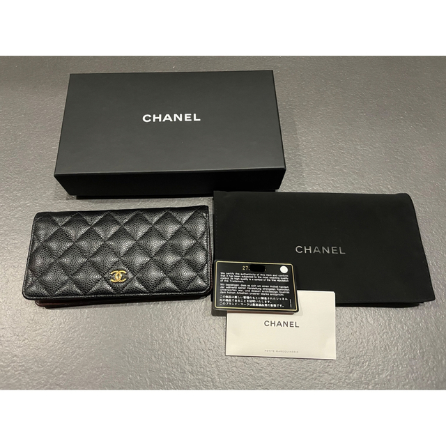 CHANEL - シャネル キャビアスキン 黒 長財布 ウォレット CHANEL