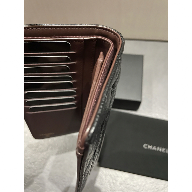 シャネル　キャビアスキン　黒　長財布　ウォレット　CHANEL メンズ　ブラック