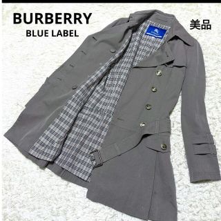 バーバリーブルーレーベル(BURBERRY BLUE LABEL)のバーバリー　ブルーレーベル　ノバチェック　トレンチコート　金ボタン　ベルト(トレンチコート)