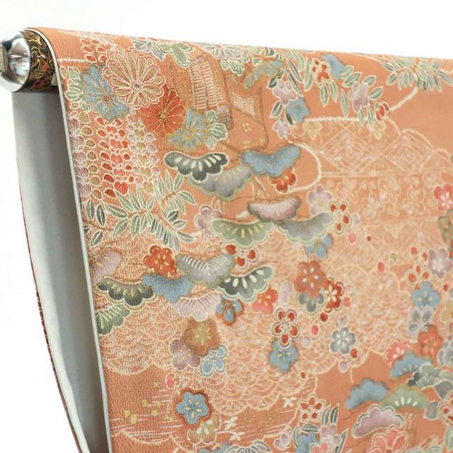 小紋 身丈162cm 裄66cm 前幅22cm 後幅28cm 袖丈49cm 正絹(シルク) レディース 袷仕立 秋冬春用 茶色 裄Mサイズ 美品 リサイクル リユース 3