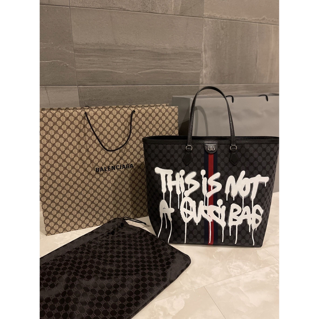 バレンシアガ グッチ Large トートバッグ 黒 【本物保証】 38.0%OFF