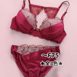 谷間メイク✨♥️ブリリアントサテンフロントホックブラショーツセット(ブラ&ショーツセット)