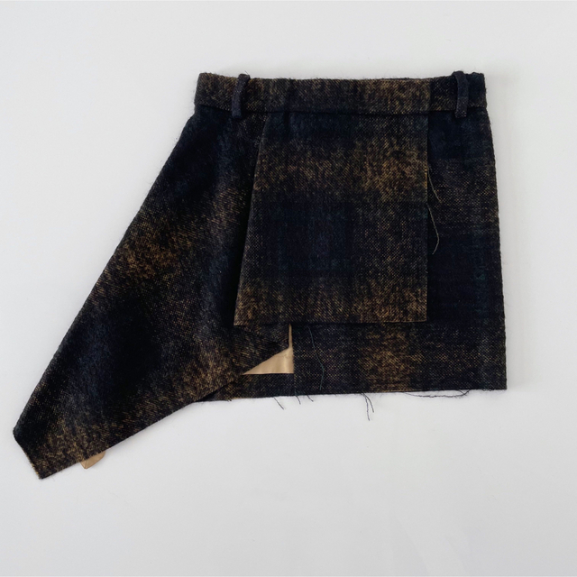 Rick Owens(リックオウエンス)のmasnada マスナダ 変形ラップスカート 起毛 チェック柄 レディースのスカート(ミニスカート)の商品写真