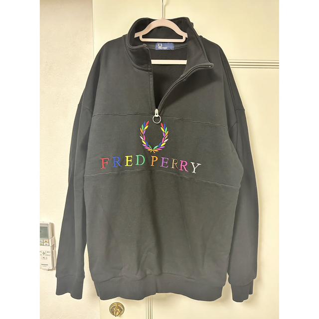 【即日発送】FREDPERRY 刺繍ロゴ ハーフジップスウェット XL