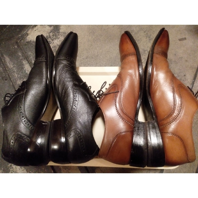ビジネスシューズ 黒・ライトブラウン2足セット 本革製 26㎝ メンズの靴/シューズ(ドレス/ビジネス)の商品写真
