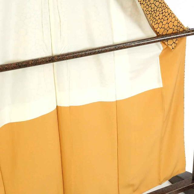 小紋 身丈159cm 裄62cm 前幅24cm 後幅29cm 袖丈46cm 正絹(シルク) レディース 袷仕立 秋冬春用 オレンジ地 裄Sサイズ 美品 リサイクル リユース 5