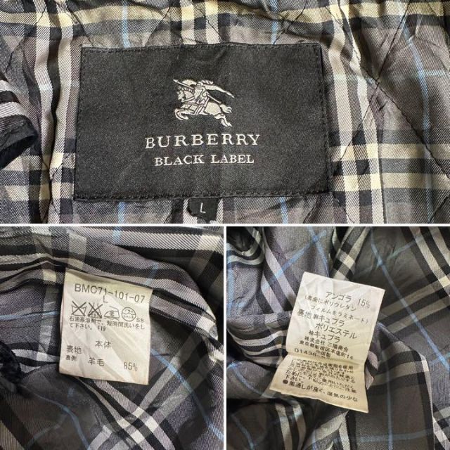 BURBERRY BLACK LABEL(バーバリーブラックレーベル)のバーバリーブラックレーベル　コート　アンゴラ混　黒　ライナー付き　チェック　高級 メンズのジャケット/アウター(ステンカラーコート)の商品写真