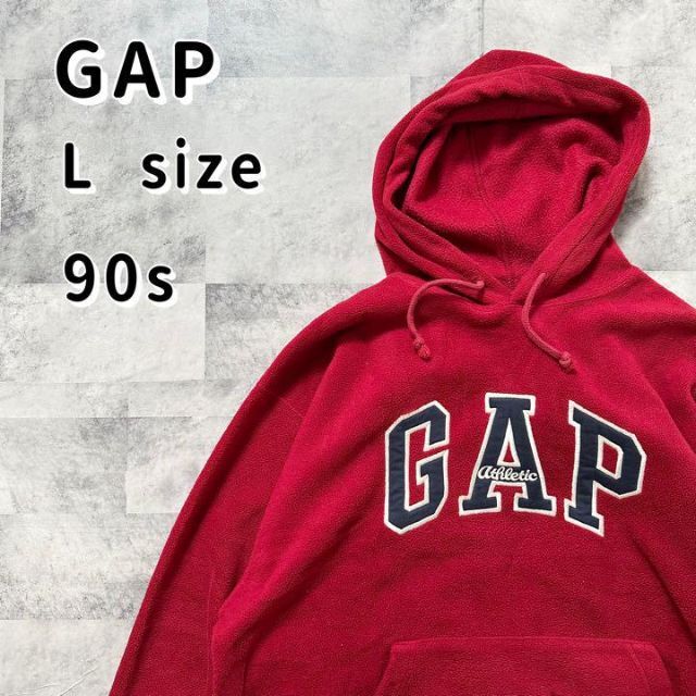 GAP 90s パーカー　フリース　オールドギャップ　赤　アーチロゴFierte_スウェット