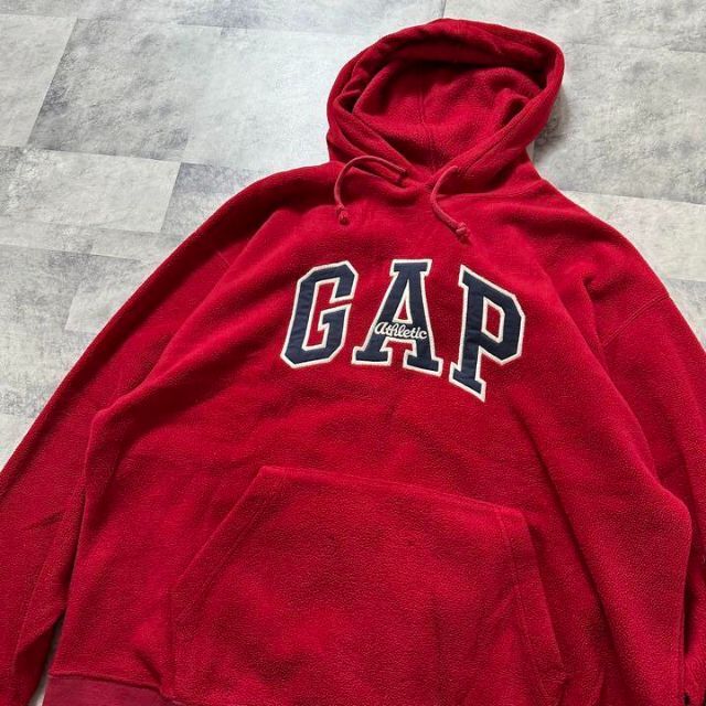 GAP 90s パーカー　フリース　オールドギャップ　赤　アーチロゴFierte_スウェット