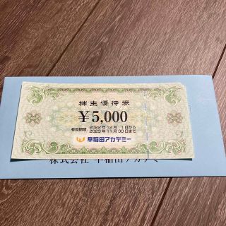 早稲田アカデミー　株主優待　5000円分(その他)