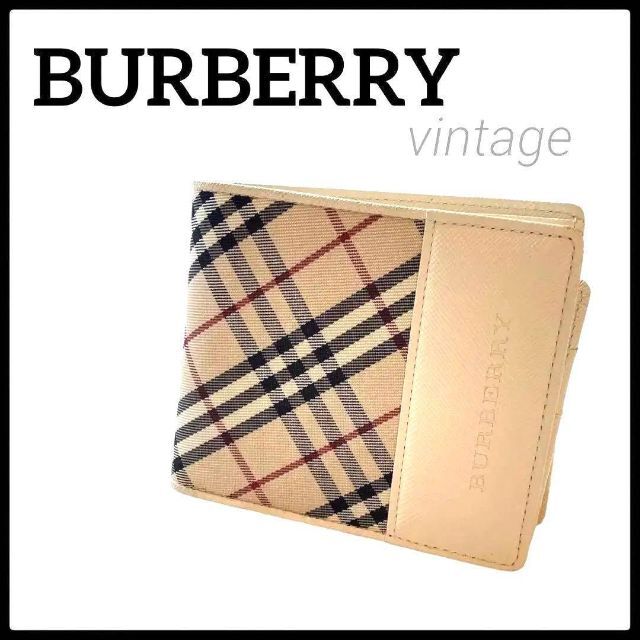 超絶レア バーバリー BURBERRY 財布 折財布 ノバチェック オフホワイト-