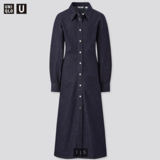 ユニクロ(UNIQLO)のUNIQLO U デニムロングシャツワンピース（長袖）(ロングワンピース/マキシワンピース)