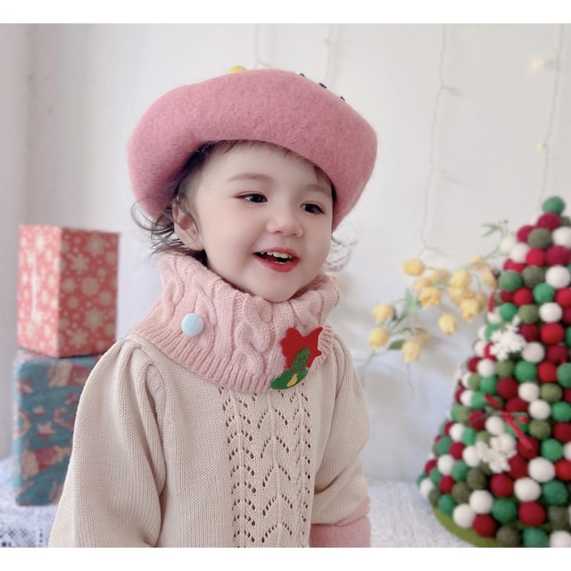 韓国子供服　子供/キッズ/ベビー　クリスマス帽子3点セット　ベージュ キッズ/ベビー/マタニティのこども用ファッション小物(帽子)の商品写真