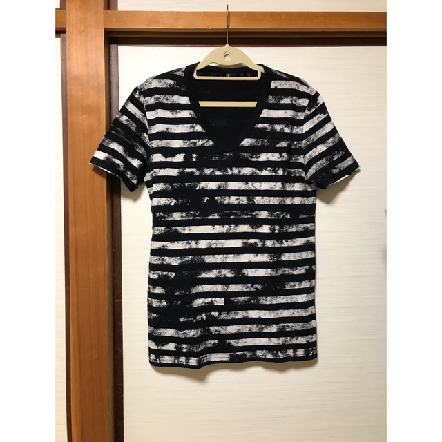 NO ID.(ノーアイディー)の極美品！B’z稲葉着用！NO ID. クラックボーダー半袖Ｔシャツ ブラック 黒 メンズのトップス(Tシャツ/カットソー(半袖/袖なし))の商品写真