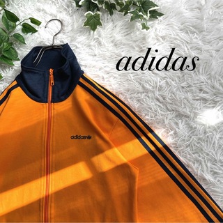 adidas - 希少カラー　アディダス　トラックジャケット　ジャージ　オレンジ　刺繍ロゴ　M