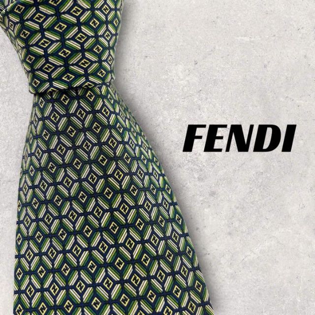 FENDI(フェンディ)の【3948】可品！FENDI フェンディ　ズッカ柄　グリーン系　ネクタイ メンズのファッション小物(ネクタイ)の商品写真