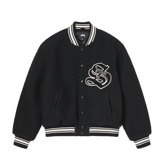 限定版 CASENTINO Stussy WOOL M 黒 JACKET VARSITY スタジャン - www