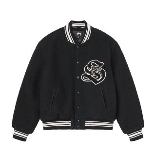 ステューシー(STUSSY)のStussy CASENTINO WOOL VARSITY JACKET 黒 M(スタジャン)