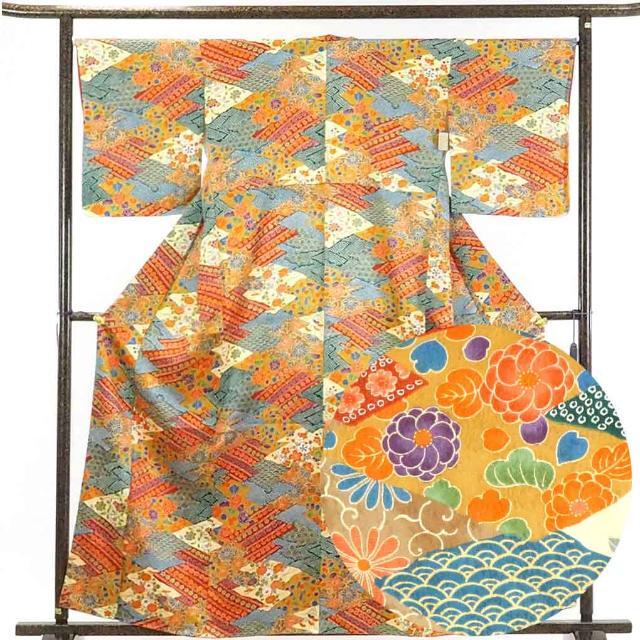 中古】リサイクル着物 小紋 / 正絹花柄袷小紋着物未使用品 レディース ...