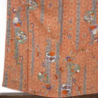 小紋 身丈160cm 裄64cm 前幅22.5cm 後幅29.5cm 袖丈48cm 正絹(シルク