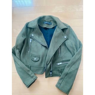 ザラ(ZARA)の新品♡import♡カーキオシャレライダースジャケット美ライン(ライダースジャケット)