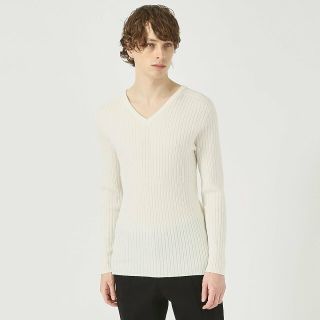 ゴーサンゴーイチプールオム(5351 POUR LES HOMMES)の【ホワイト】【定番人気】ホールガーメントVネックニット(その他)