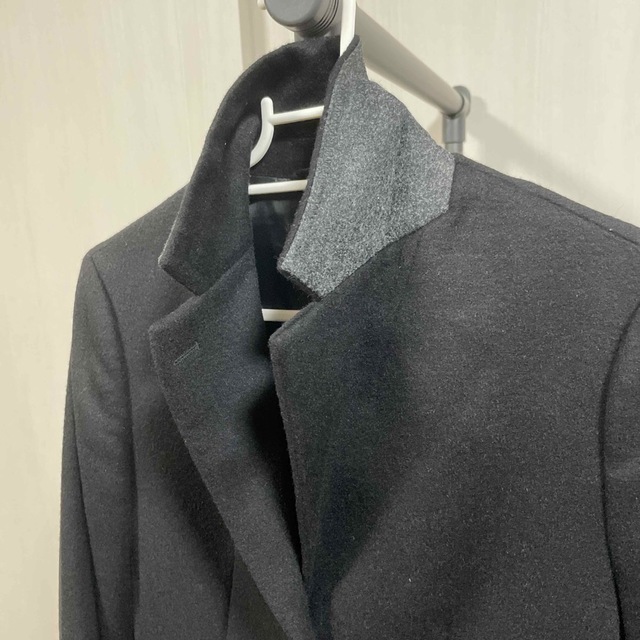 UNIQLO(ユニクロ)のユニクロ　黒　カシミヤ混チェスターコート　Sサイズ レディースのジャケット/アウター(チェスターコート)の商品写真
