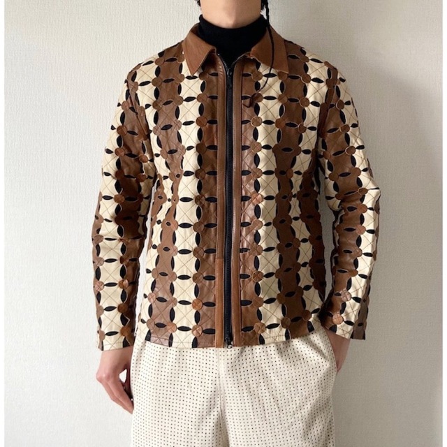 vintage ユーロヴィンテージ 変型デザイン ブラウン レザージャケット メンズのジャケット/アウター(レザージャケット)の商品写真