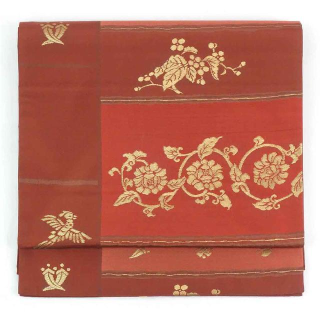 中古】リサイクル帯 袋帯 / 正絹茶色地横段柄六通袋帯 レディース ...