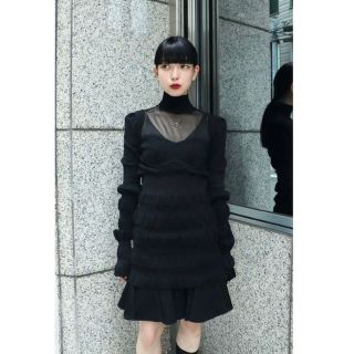 STRIPE RIB KNIT JUMPER BLACK フェティコ(ミニワンピース)