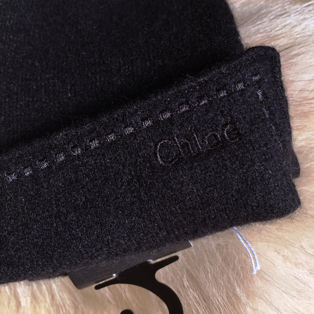 Chloe(クロエ)の新品 Chloe カシミヤ ウール 手袋 ブラック 黒 カシミア クロエ 小さめ レディースのファッション小物(手袋)の商品写真