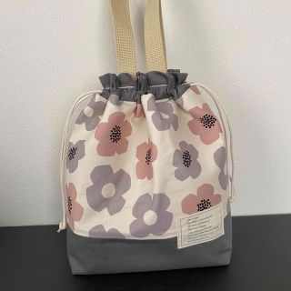 ハンドメイド 巾着 バッグ 花柄 ピンク (バッグ)